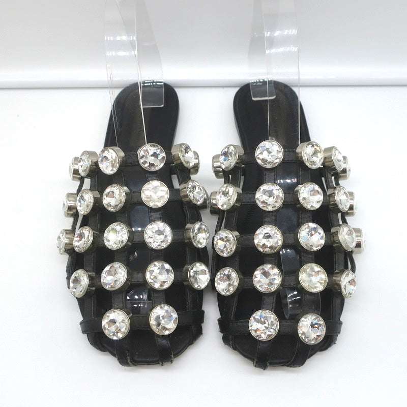 Alexander Wang Amelia Crystal-Studded Mules Black Leather Size 39 Caged Sandals product image 4, provided for visual