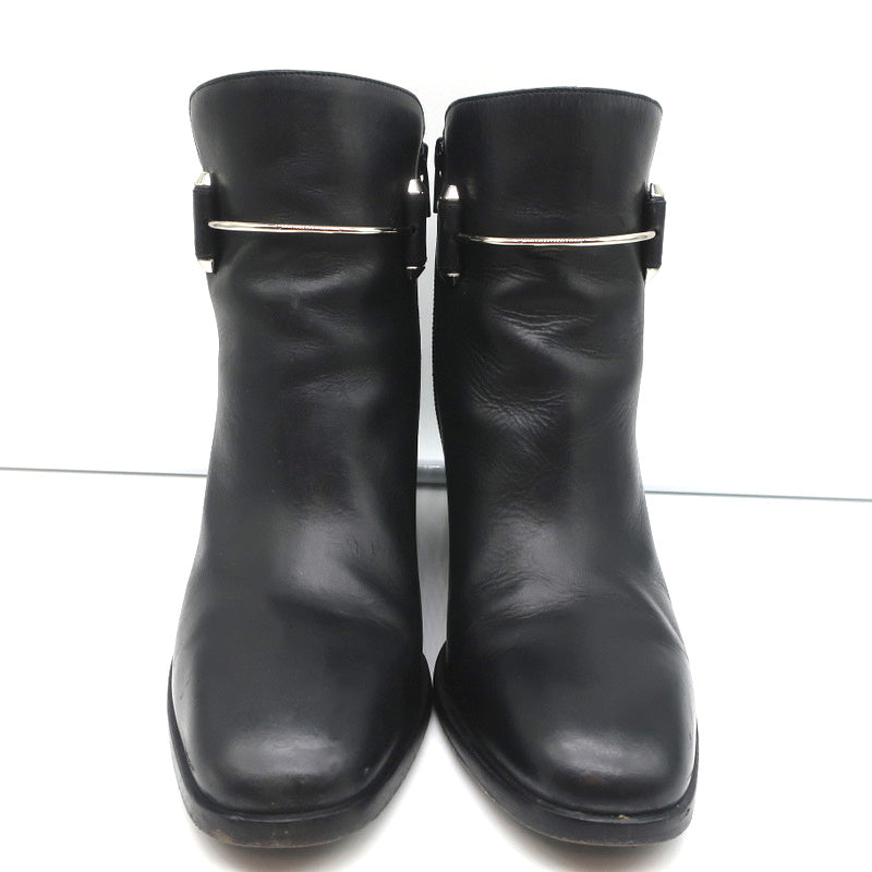 Balenciaga Metal Bar Ankle Boots Black Leather Size 38.5 Chunky Heel Booties product image 4, provided for visual reference