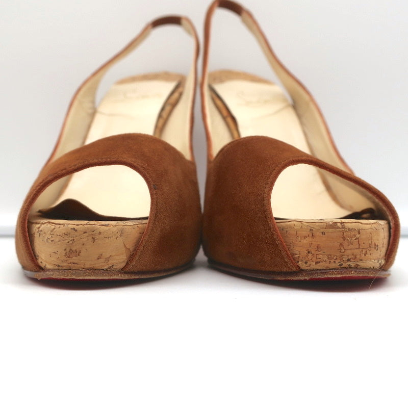 Christian Louboutin No Prive Cork Slingback Sandals Brown Suede Size 41.5 product image 4, provided for visual reference and