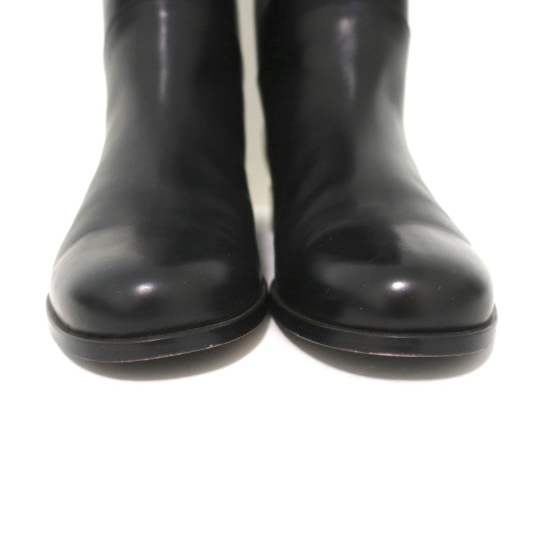 Fendi Riding Boots Black Croc-Trim Leather Size 36 Flat Knee High Boots product image 4, provided for visual reference and