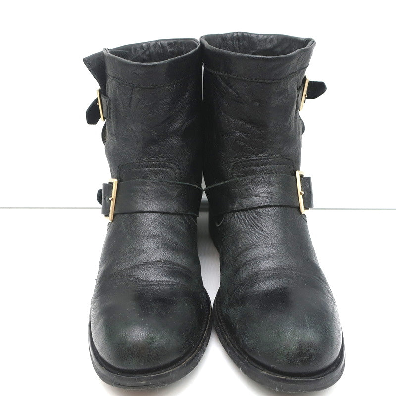 Jimmy Choo Youth Biker Boots Black Leather Size 38 Buckled Ankle Boots product image 4, provided for visual reference and