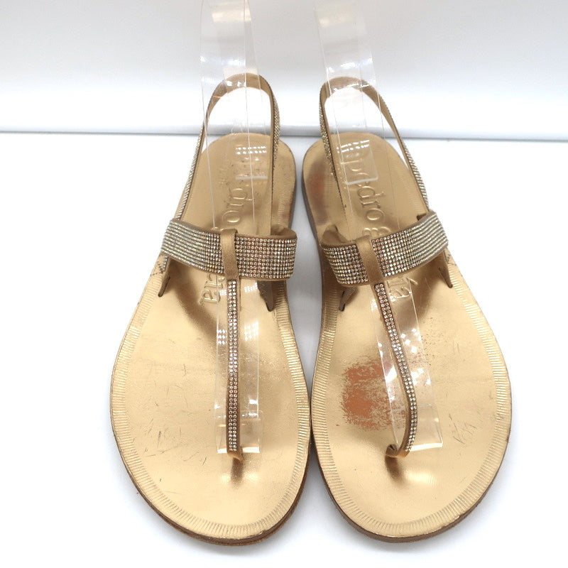 Pedro Garcia Crystal Thong Sandals Zulmar Gold Satin Size 38 Slingback Flats product image 4, provided for visual reference