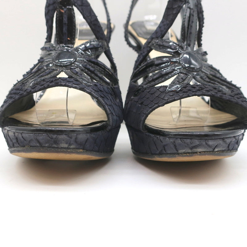 Christian Dior Platform Cut-Out Sandals Black Snakeskin & Patent Size 37.5 product image 4, provided for visual reference