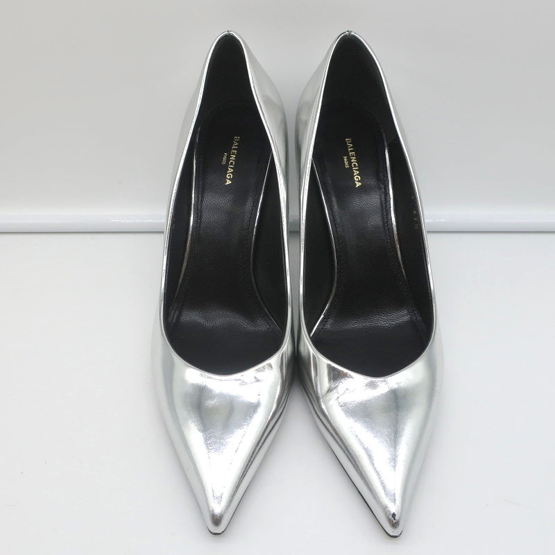 Balenciaga Broken Mirror Heels Silver Metallic Leather Size 37.5 Point-Toe Pumps product image 4, provided for visual