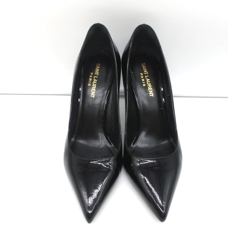 Saint Laurent Paris 80 Pumps Black Patent Leather Size 37.5 Pointed Toe Heels product image 3, provided for visual reference