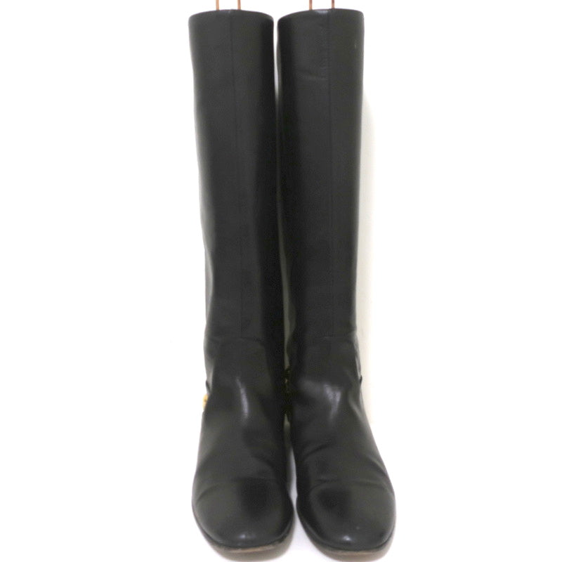 Gucci Babouska Studded Heel Knee High Boots Black Leather Size 38.5 product image 4, provided for visual reference and