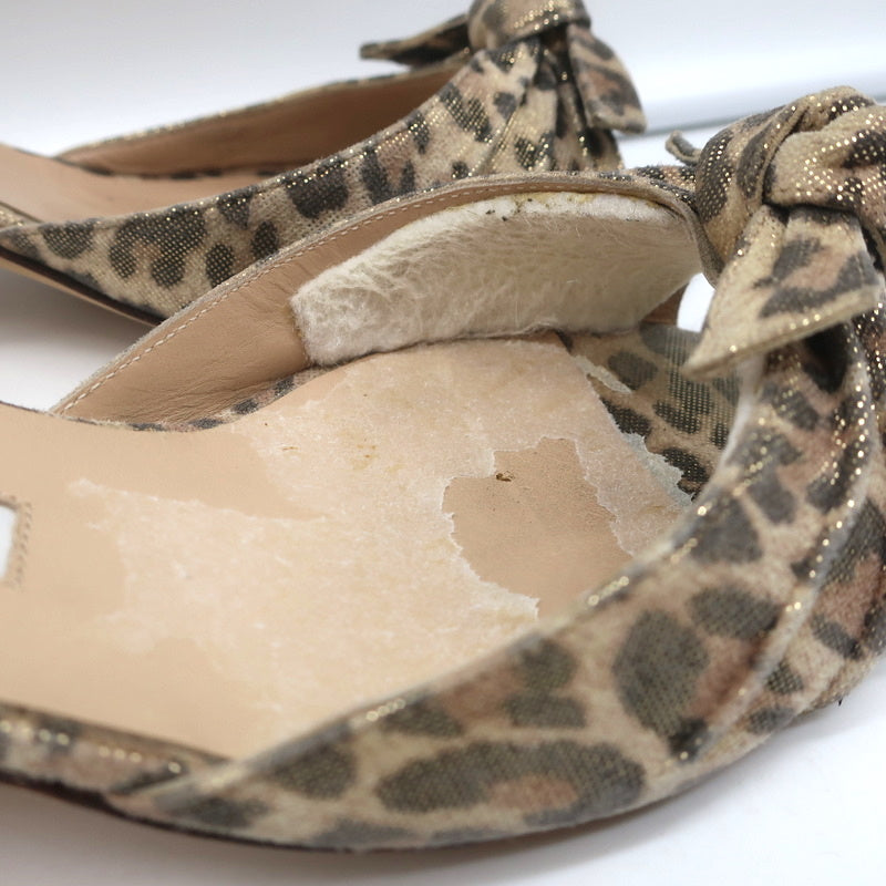 Manolo Blahnik Knot Slide Sandals Metallic Leopard Print Size 39.5 Kitten Heel product image 4, provided for visual