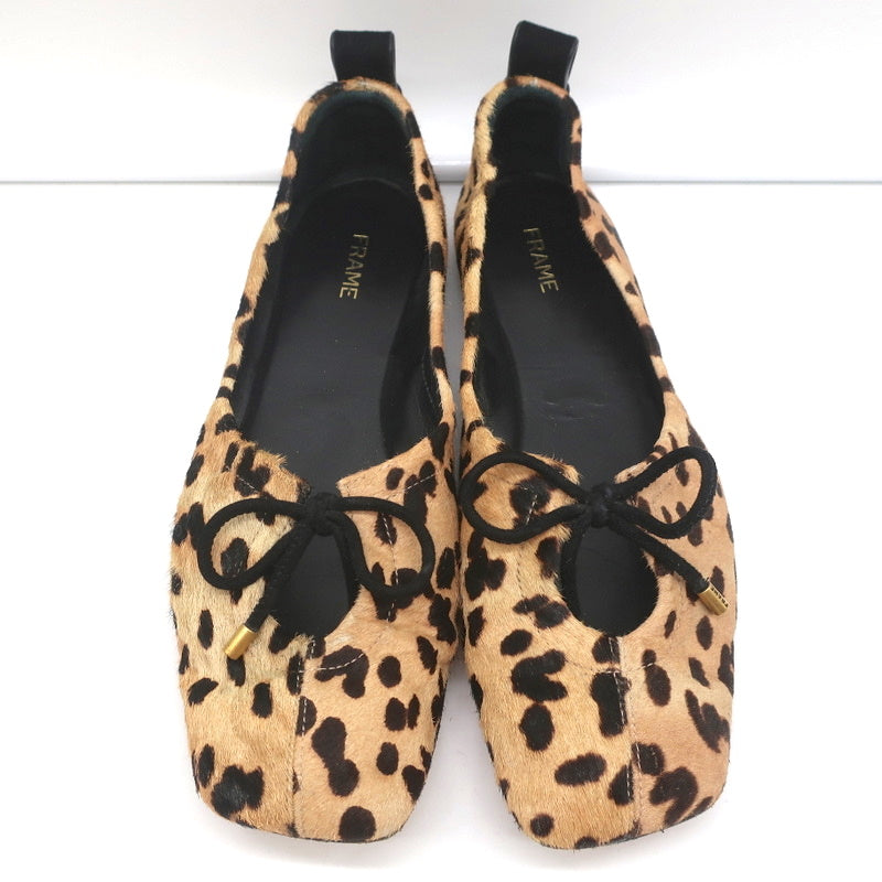 Frame Square Toe Ballet Flats Le Sunset Leopard Print Calf Hair Size 37.5 product image 4, provided for visual reference and