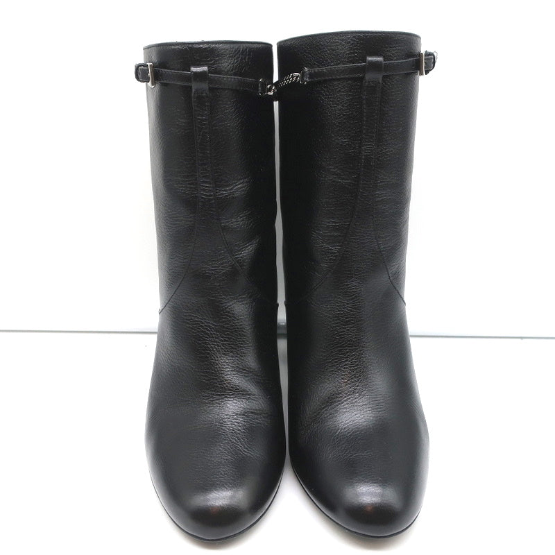 Christian Dior CD Chain Embellished Ankle Boots Black Leather Size 36 High Heel product image 4, provided for visual
