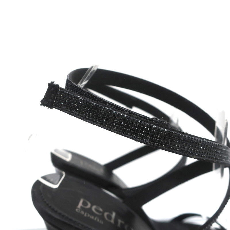 Pedro Garcia Ankle Strap Sandals Clara Black Crystal-Embellished Satin Size 37 product image 4, provided for visual