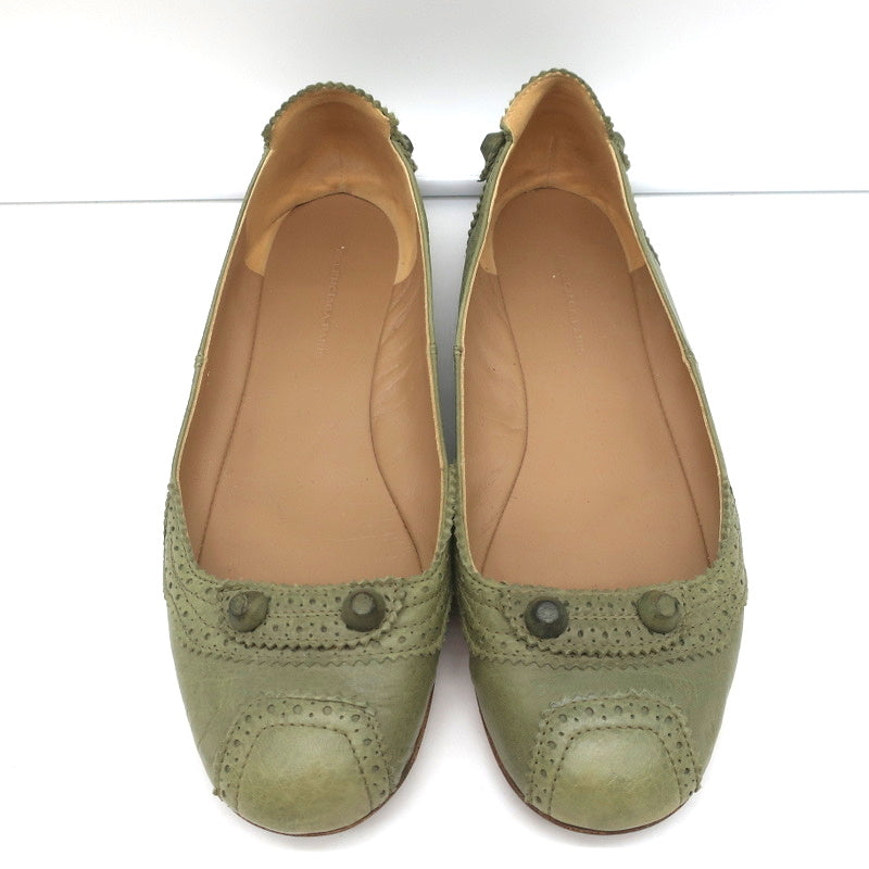 Balenciaga Brogue Studded Ballet Flats Sage Arena Leather Size 38 product image 4, provided for visual reference and product
