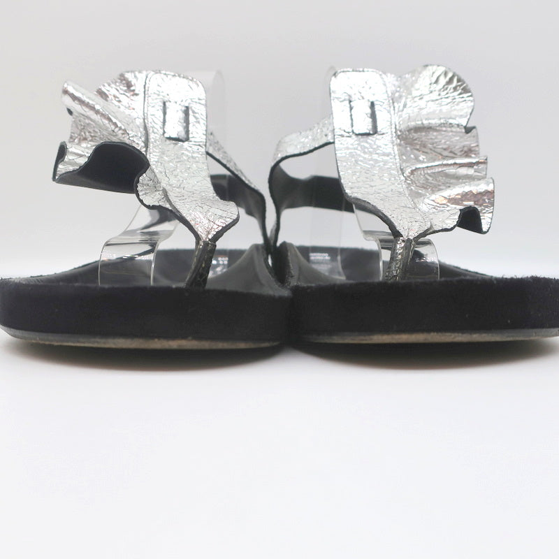 Isabel Marant Leakey Ruffle Sandals Silver Metallic Leather Size 41 product image 3, provided for visual reference and