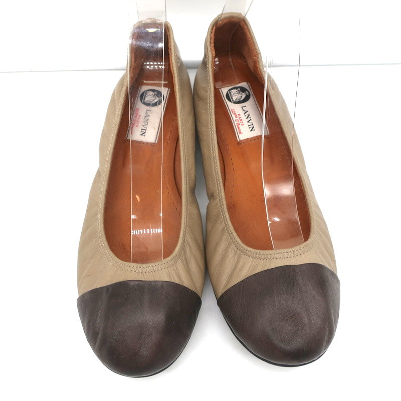 Lanvin Cap Toe Ballet Flats Taupe/Brown Two-Tone Leather Size 38.5 product image 4, provided for visual reference and