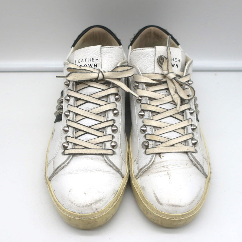 Leather Crown Iconic Stud Low Top Sneakers White & Black Leather Size 38 product image 4, provided for visual reference and