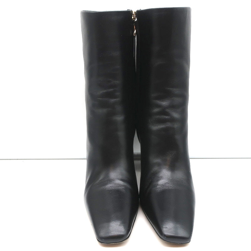 Valentino Rockstud Trim Mid-Calf Boots Black Leather Size 38 High Heel product image 4, provided for visual reference and