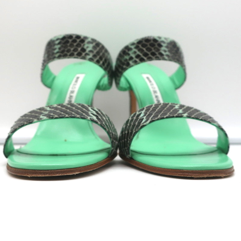 Manolo Blahnik Muluca Double-Band Slide Sandals Mint Snakeskin Size 38.5 product image 4, provided for visual reference and