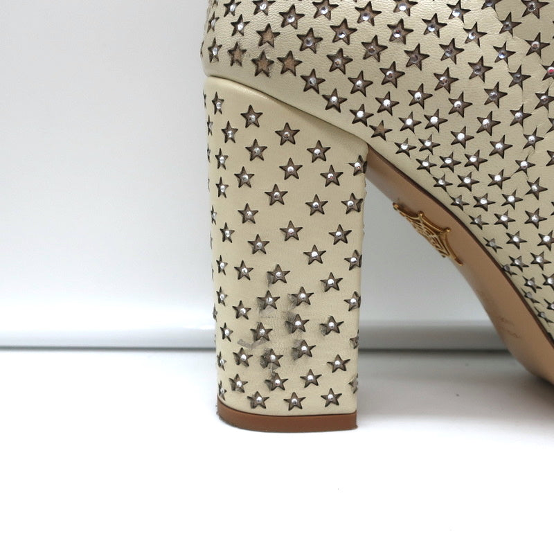 Charlotte Olympia Alba Star Ankle Boot Cream Crystal-Embellished Leather Size 38 product image 4, provided for visual