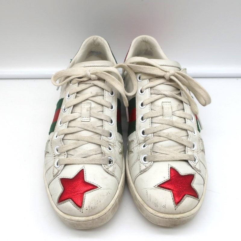 Gucci Ace Stars Low Top Sneakers White & Metallic Leather Size 36 product image 4, provided for visual reference and product