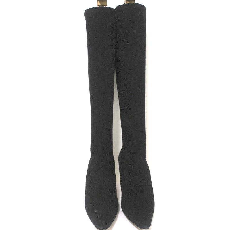 Manolo Blahnik Pascalare Knee High Boots Black Stretch Suede Size 38.5 product image 4, provided for visual reference and