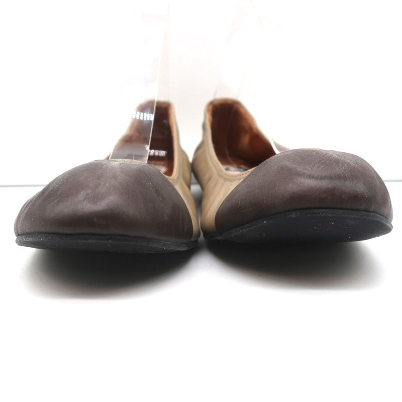 Lanvin Cap Toe Ballet Flats Taupe/Brown Two-Tone Leather Size 38.5 product image 5, provided for visual reference and