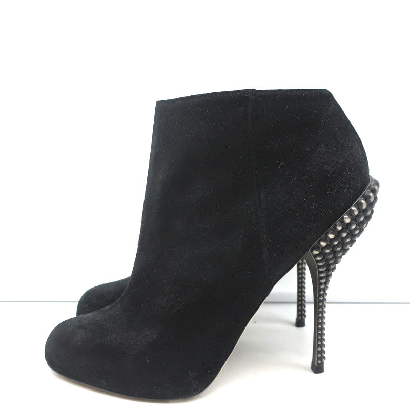 Sergio Rossi Studded Heel Booties Black Suede Size 38.5 Ankle Boots product image 5, provided for visual reference and