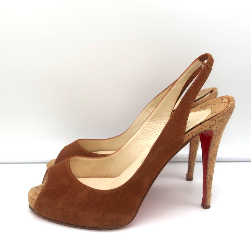 Christian Louboutin No Prive Cork Slingback Sandals Brown Suede Size 41.5 product image 5, provided for visual reference and