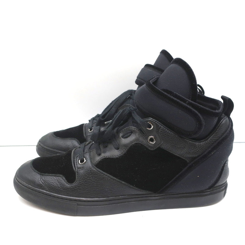 Balenciaga High Top Sneakers Black Leather & Velvet Size 40 product image 5, provided for visual reference and product