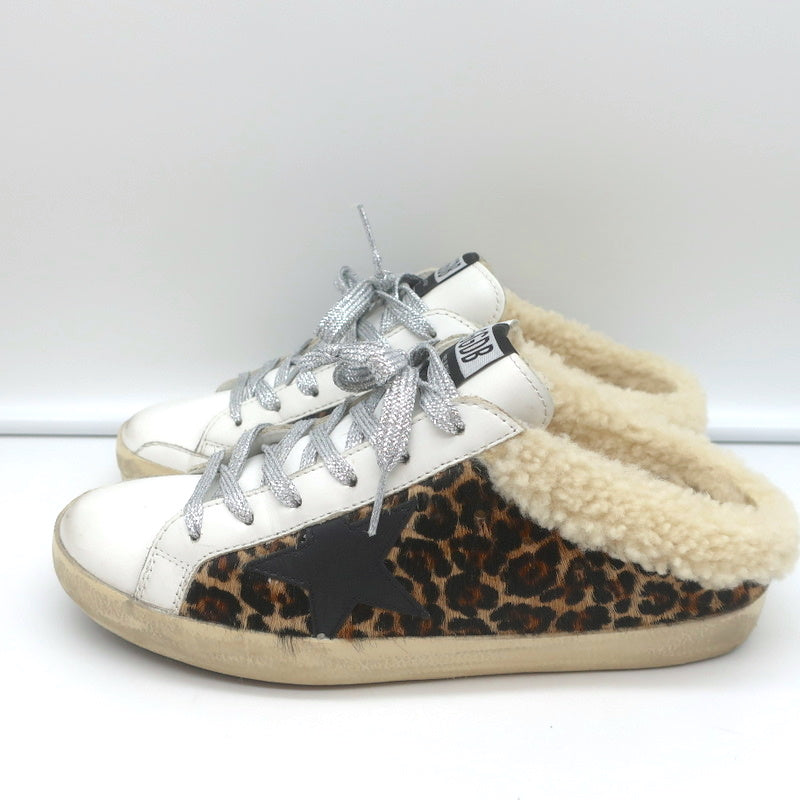 Golden Goose Superstar Sabot Shearling Sneakers Leopard Print Calf Hair Size 37 product image 5, provided for visual