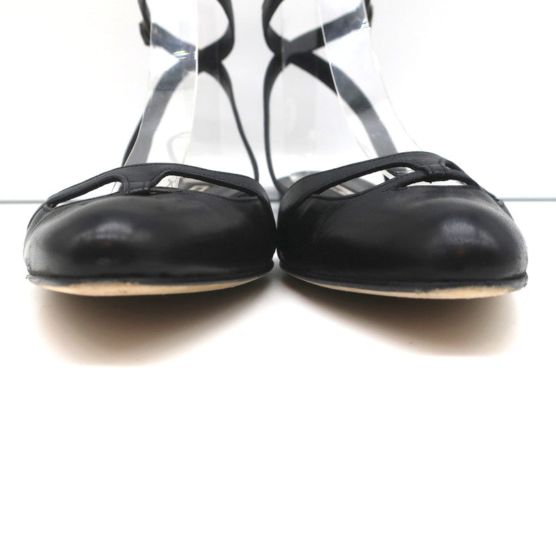 Manolo Blahnik Ankle Strap Flats Belfaba Black Cutout Leather Size 36.5 product image 5, provided for visual reference and