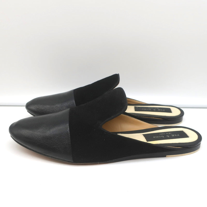 Rag & Bone Flat Mules Sabine Black Suede & Leather Size 41 product image 5, provided for visual reference and product detail