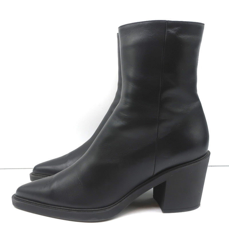 Gianvito Rossi Dylan Ankle Boots Black Leather Size 41.5 Pointed Toe High Heel product image 5, provided for visual