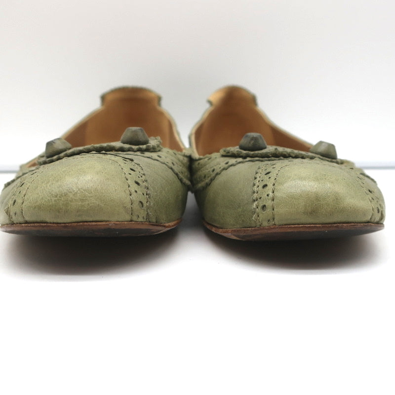 Balenciaga Brogue Studded Ballet Flats Sage Arena Leather Size 38 product image 5, provided for visual reference and product