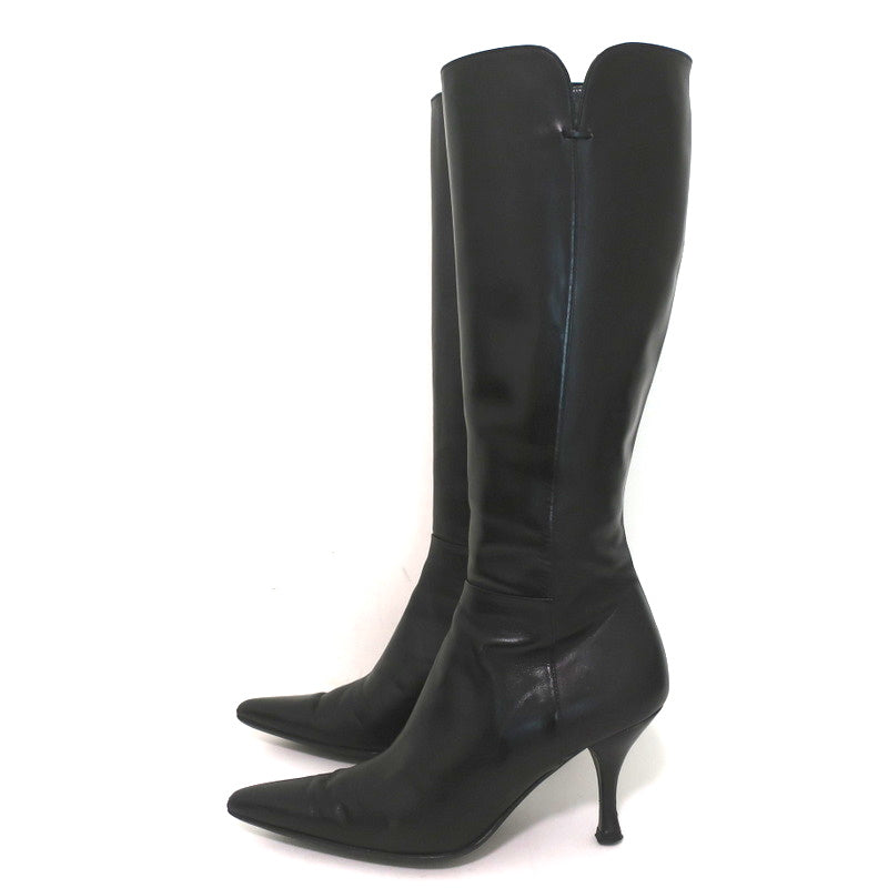 Stuart Weitzman Bonjour Knee High Boots Black Leather Size 6 Pointed Toe Heel product image 5, provided for visual reference