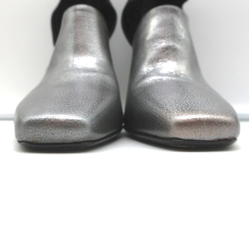 Vic Matie Metal Heel Pumps Black Nubuck & Silver Metallic Leather Size 37.5 product image 5, provided for visual reference