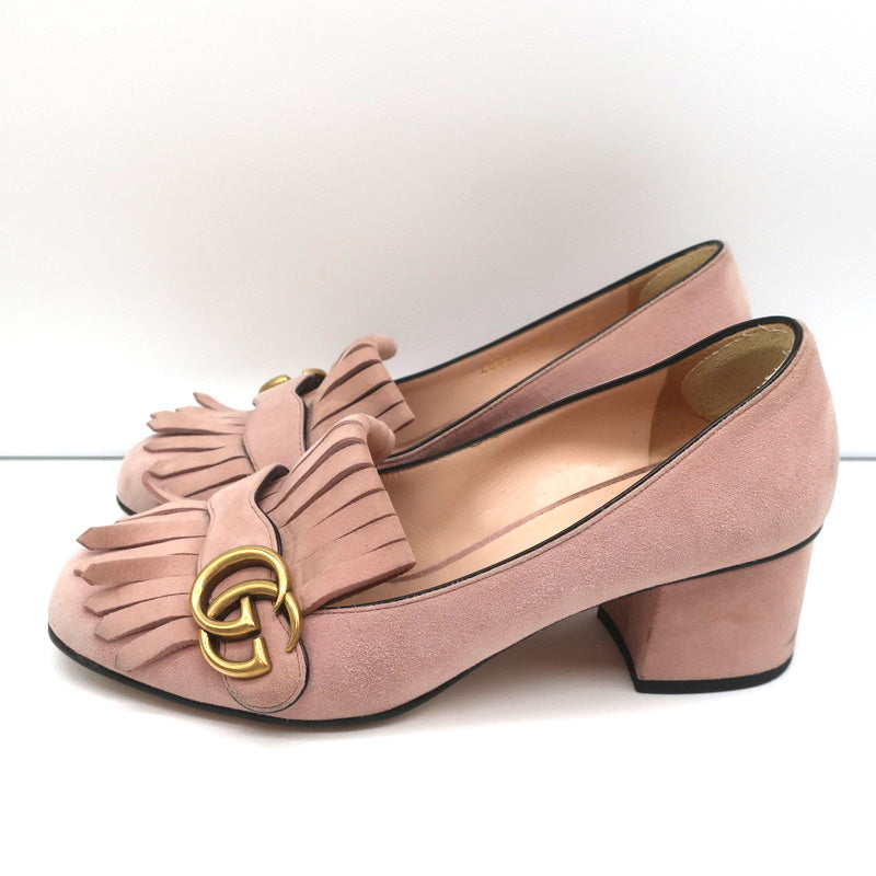 Gucci Marmont Mid-Heel Pumps Light Pink Fringed Suede Size 38 product image 5, provided for visual reference and product