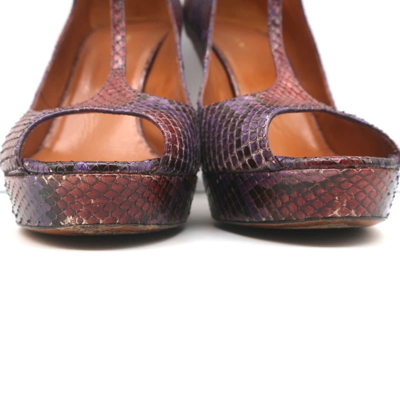 Gucci Platform T-Strap Pumps Purple Snakeskin Size 40 Peep Toe Heels product image 5, provided for visual reference and