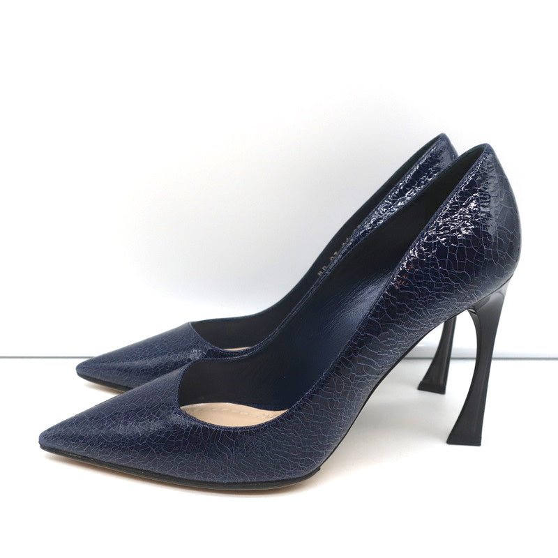 Christian Dior Songe Pumps Navy Cracked Leather Size 37 Pointed Toe Heels product image 5, provided for visual reference and