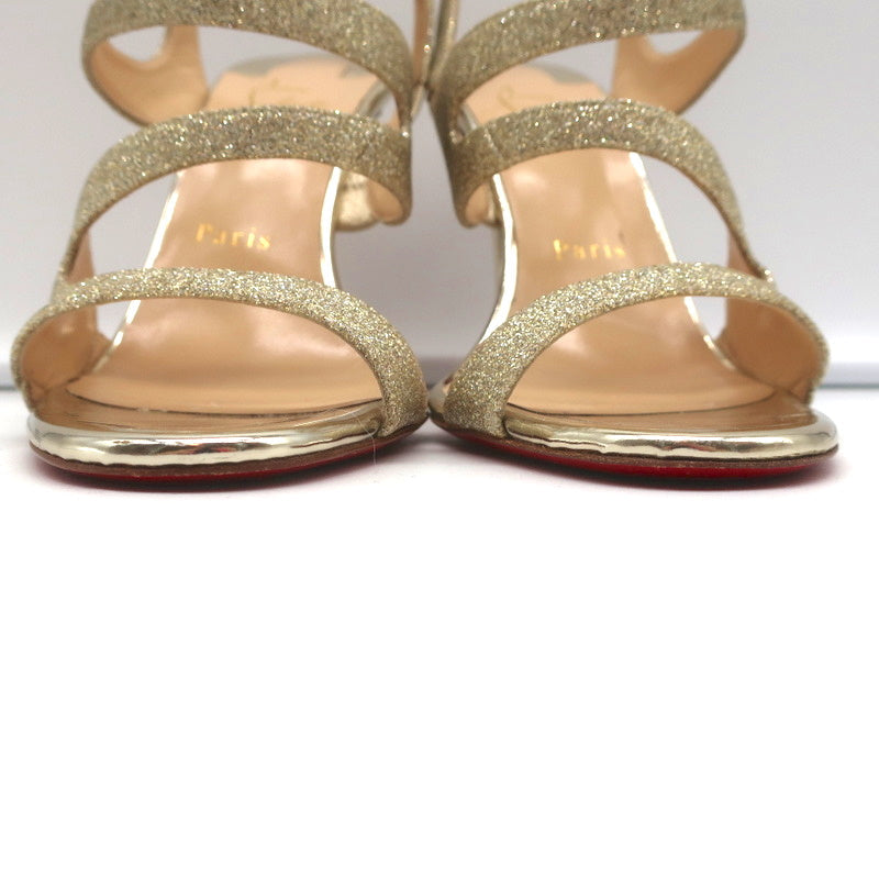 Christian Louboutin Vavazou Asymmetric Sandals Gold Glitter & Leather Size 38 product image 5, provided for visual reference