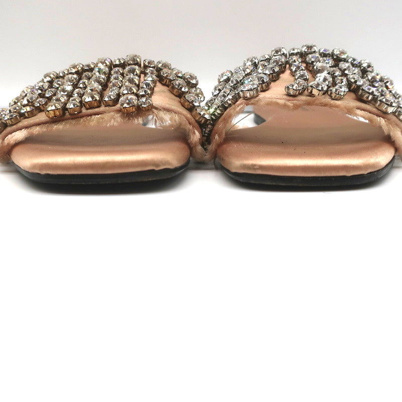 Anna Baiguera Crystal Fringe Slide Sandals Peach Satin Size 38 Flat Mules product image 5, provided for visual reference and
