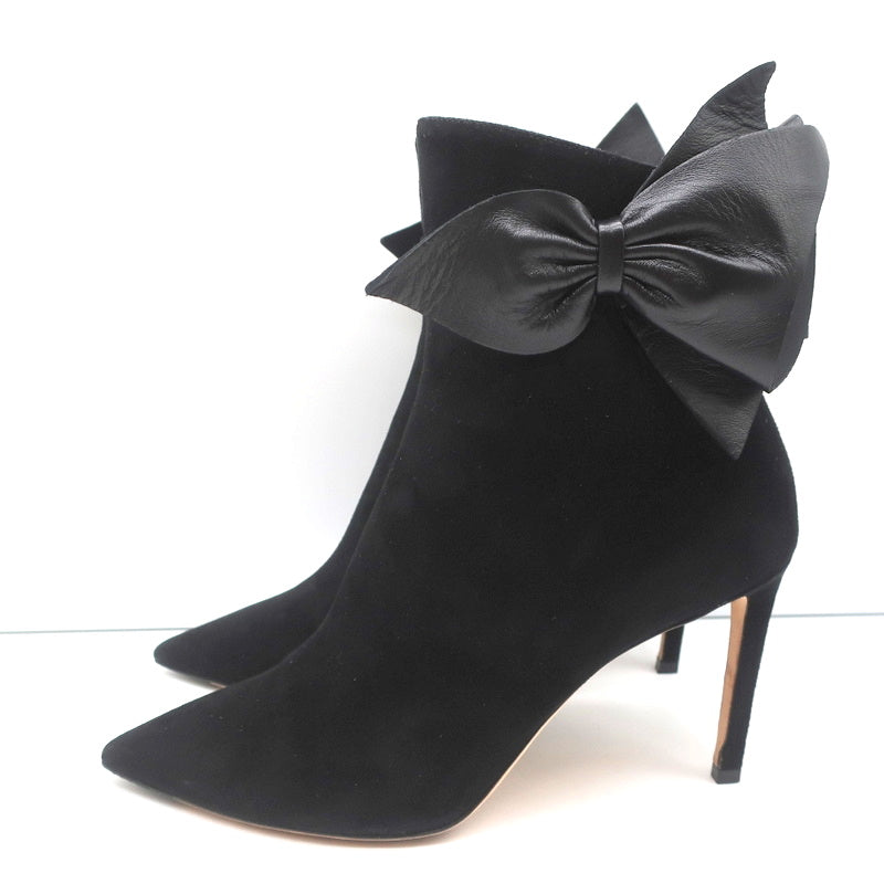 Jimmy Choo Kassidy Bow Ankle Boots Black Suede Size 39 Pointed Toe High Heel product image 5, provided for visual reference