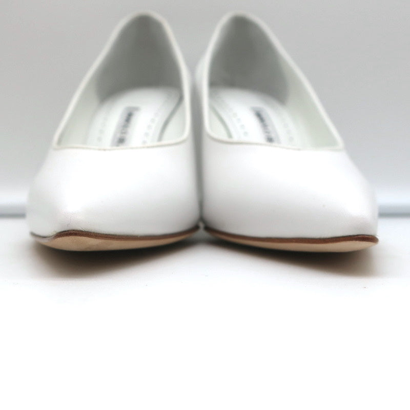 Manolo Blahnik Pumps Urgenzapla White Leather Size 36.5 Pointed Toe Heels product image 5, provided for visual reference and
