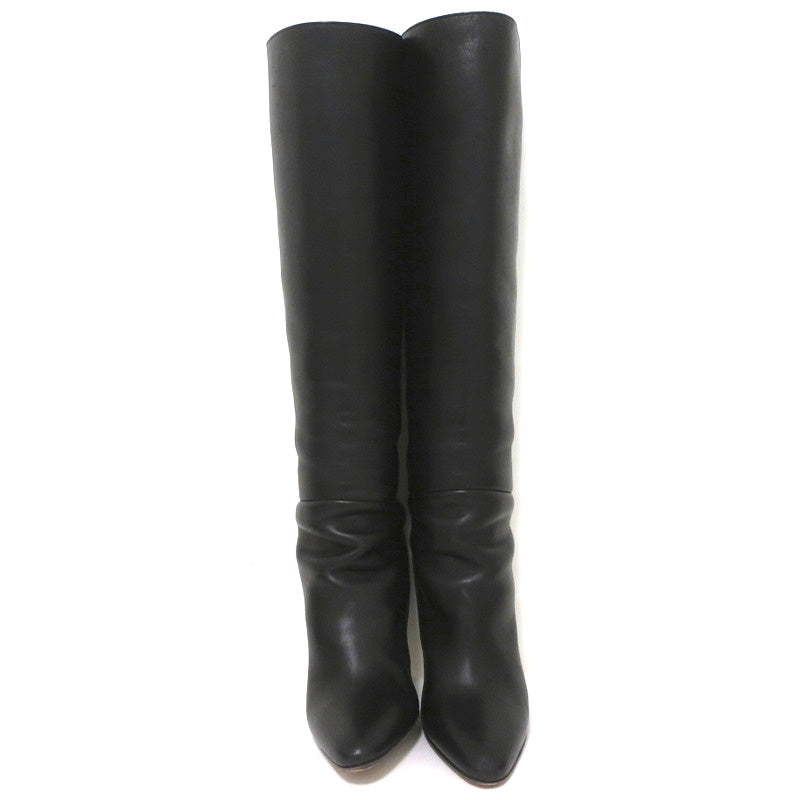 Hermes Knee High Boots Brown-Trimmed Black Leather Size 36 High Heel product image 5, provided for visual reference and