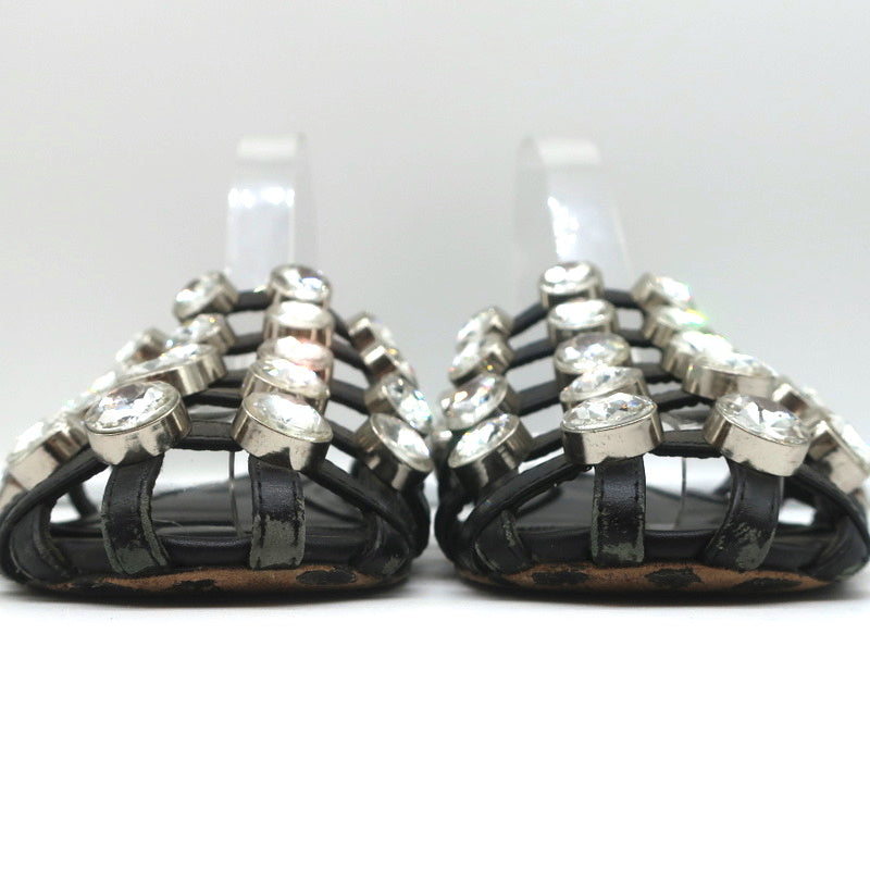 Alexander Wang Amelia Crystal-Studded Mules Black Leather Size 39 Caged Sandals product image 5, provided for visual