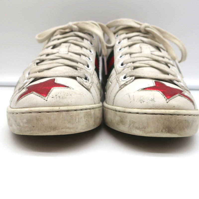 Gucci Ace Stars Low Top Sneakers White & Metallic Leather Size 36 product image 5, provided for visual reference and product