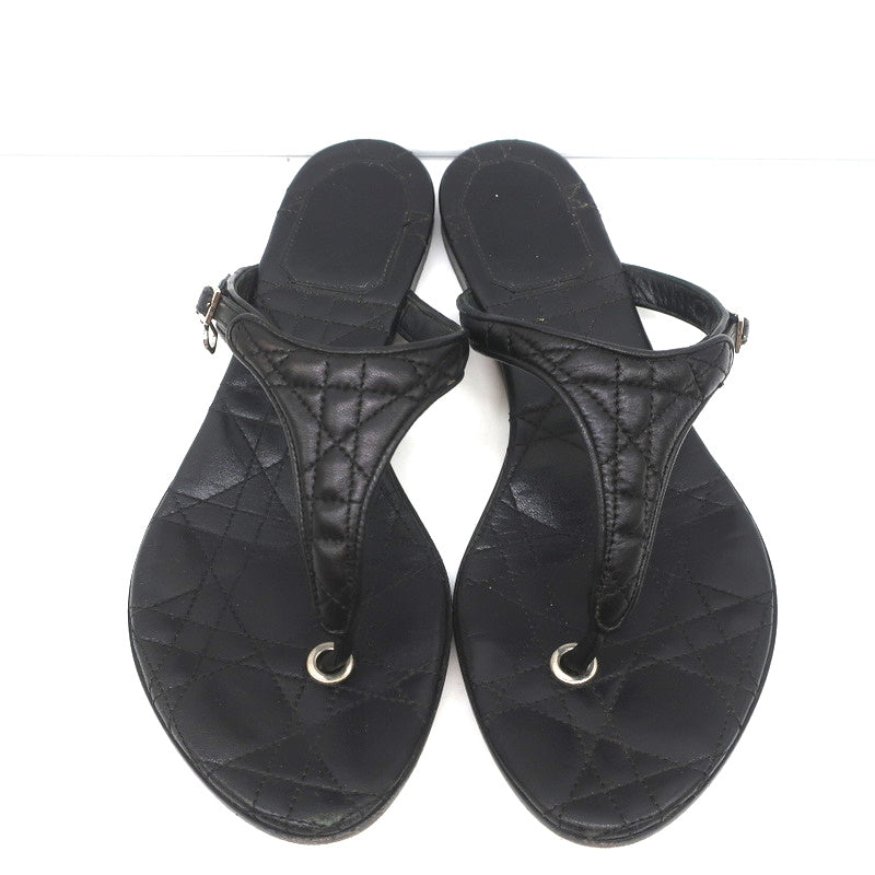 Christian Dior Cannage Thong Sandals Black Leather Size 35.5 Flat Slides product image 5, provided for visual reference and