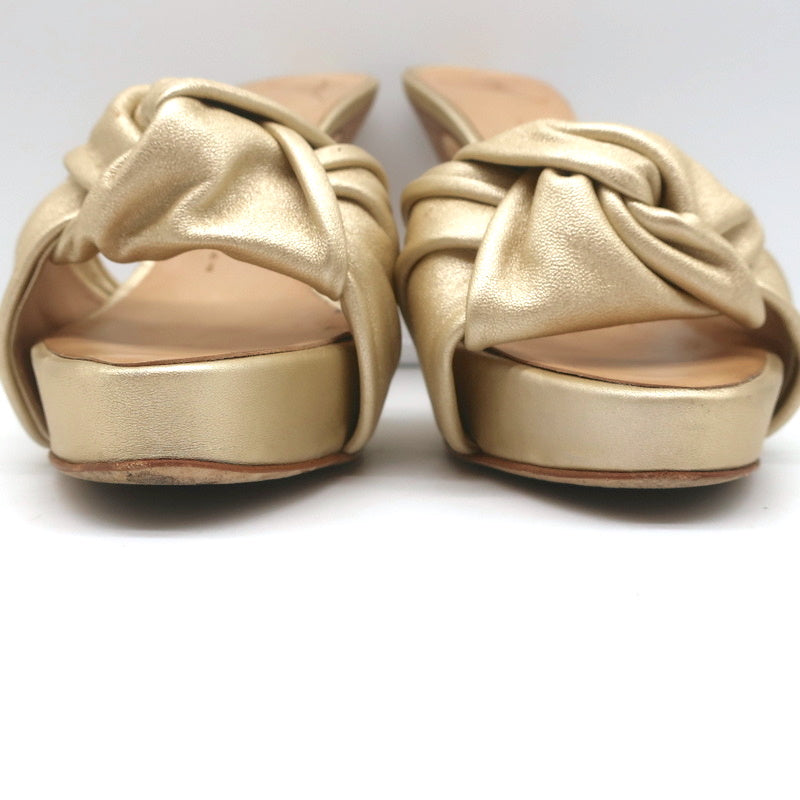 Giuseppe Zanotti Knotted Platform Mule Sandals Gold Metallic Leather Size 38.5 product image 5, provided for visual