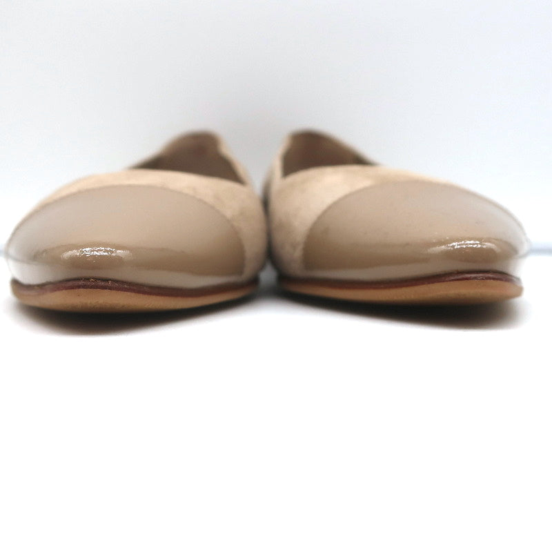 Manolo Blahnik Bipunta Cap Toe Flats Taupe Suede & Patent Leather Size 36 NEW product image 5, provided for visual reference