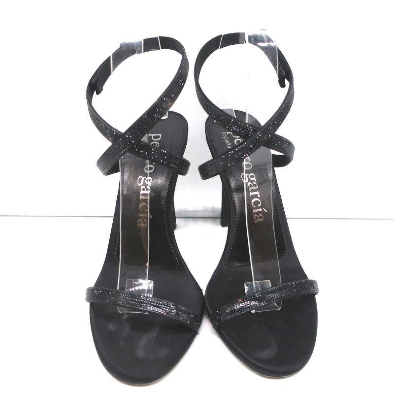 Pedro Garcia Ankle Strap Sandals Clara Black Crystal-Embellished Satin Size 37 product image 5, provided for visual