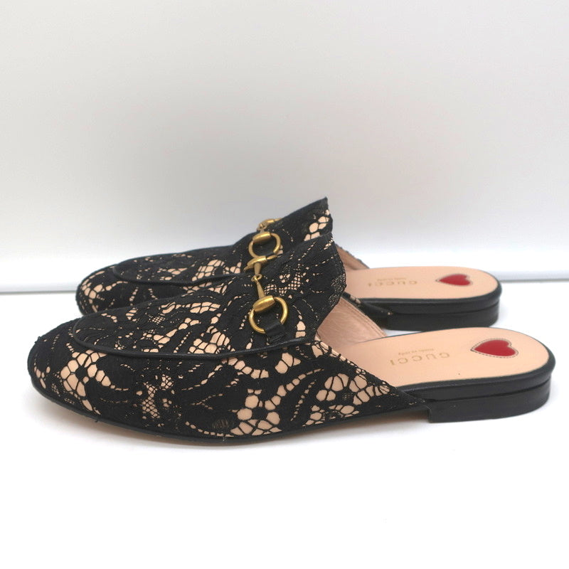 Gucci Princetown Horsebit Loafer Mules Black Lace Size 39 product image 5, provided for visual reference and product detail