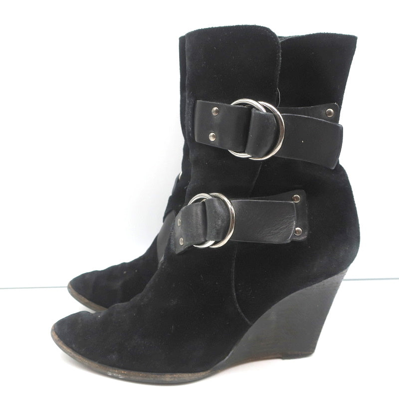 Givenchy Wedge Ankle Boots Black Buckled Suede Size 36.5 Pointed Toe product image 5, provided for visual reference and